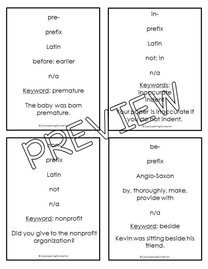 Prefixes / Morphology Cards - Image 5