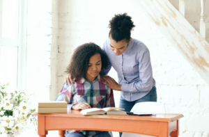 Child reading with support